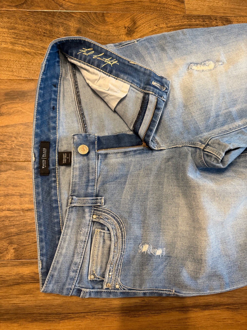 WHBM Distressed Straight Leg Cropped Ankle Jeans - Picture 2 of 7
